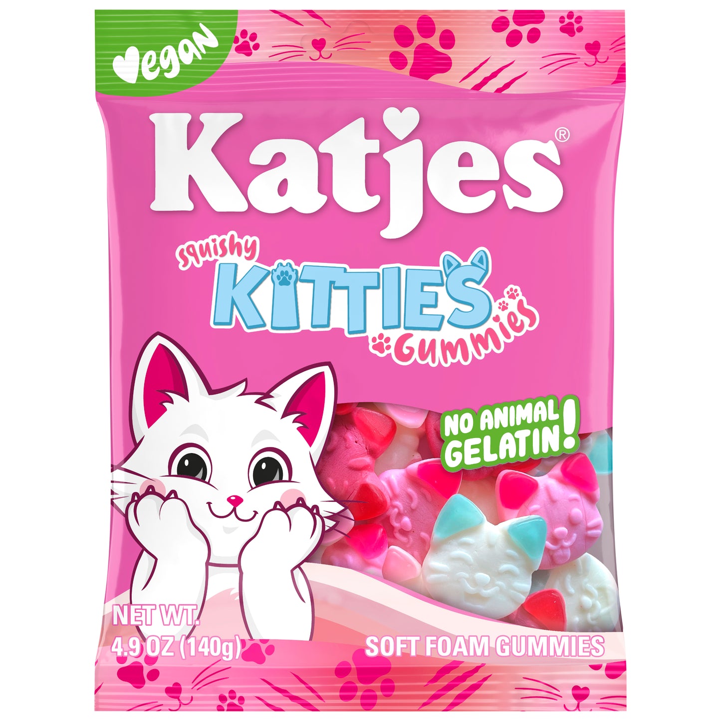 Katjes Squishy Kitties Soft Foam Gummies 4.9oz Bag, 10ct