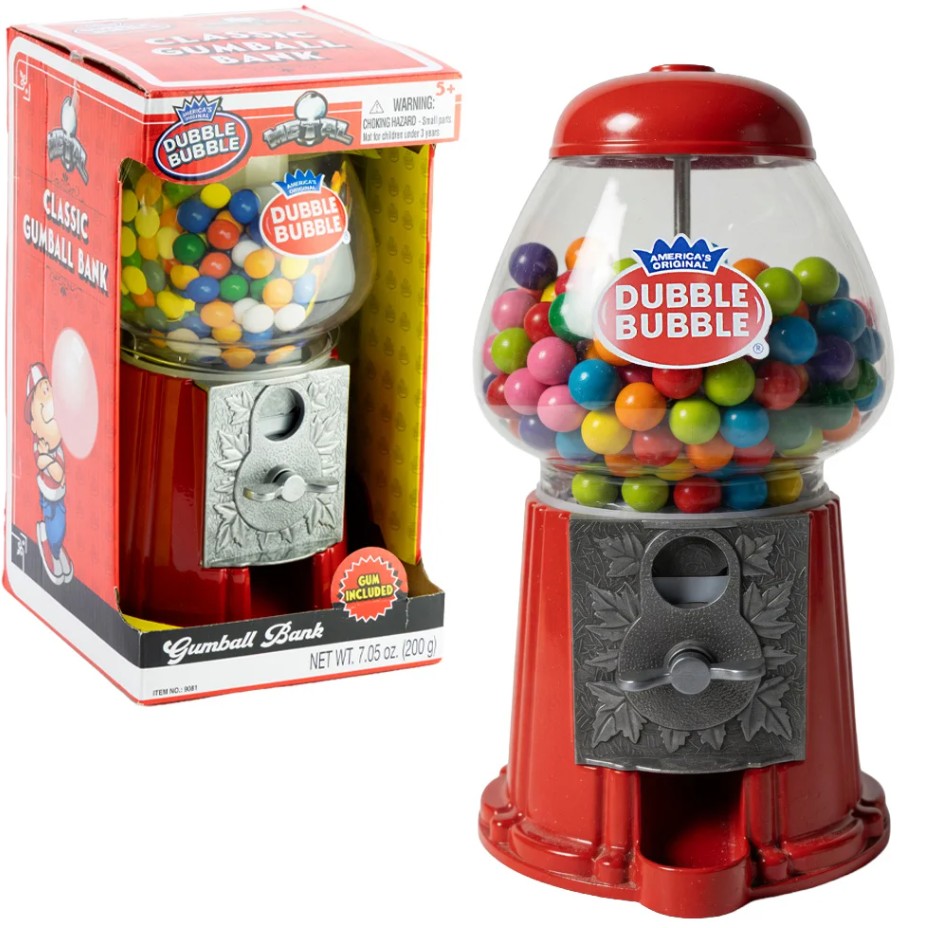 Dubble Bubble 11" Classic Metal Gumball Bank 7.05oz, 1ct