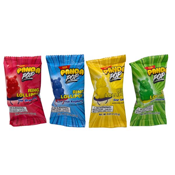 Sour Panda Pop Ring Lollipops, 24ct Box