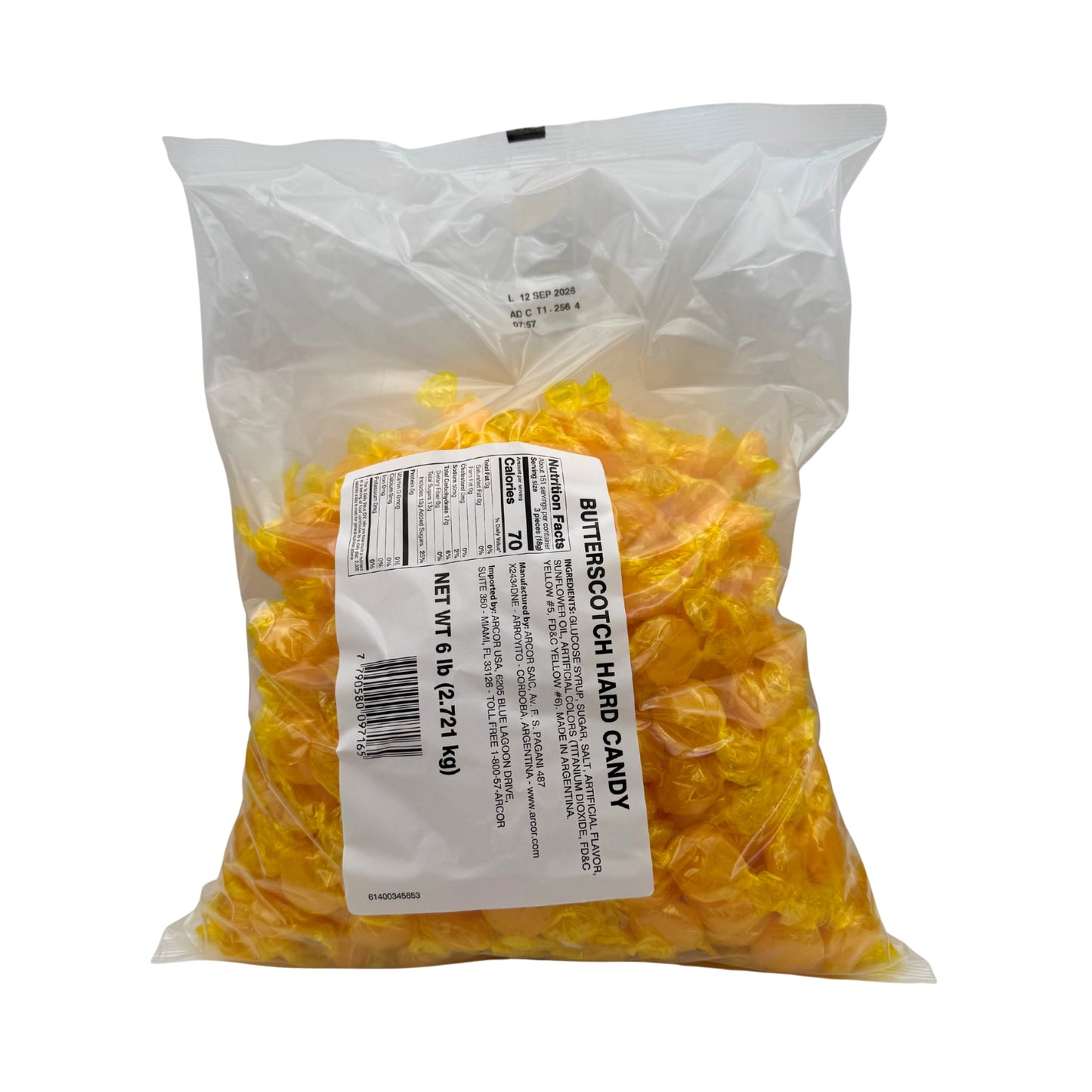 Butterscotch Discs, Hard Wrapped Nostalgic Bulk Candy, 6lb Bag