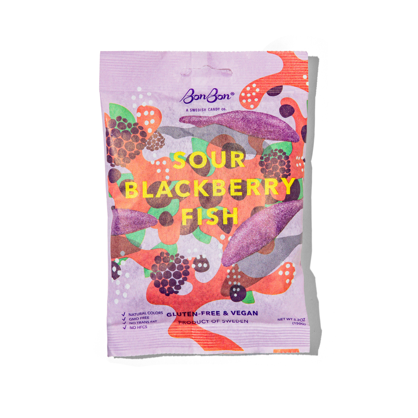 BonBon Swedish Sour Blackberry Fish 5.2oz Bag, 14ct