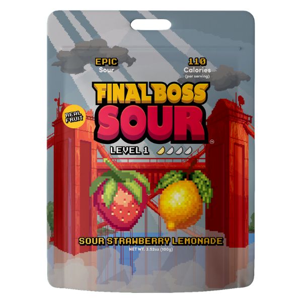 Final Boss Sour Level 1 Strawberry Lemonade 3.52oz Bag, 12ct