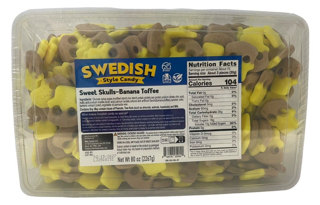 Swedish Style Sweet Skulls Banana Toffee 20lb Bag/Tub