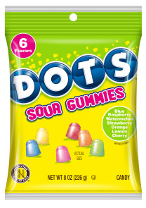 Dots Sour Gummies 8oz Peg Bag, 8ct