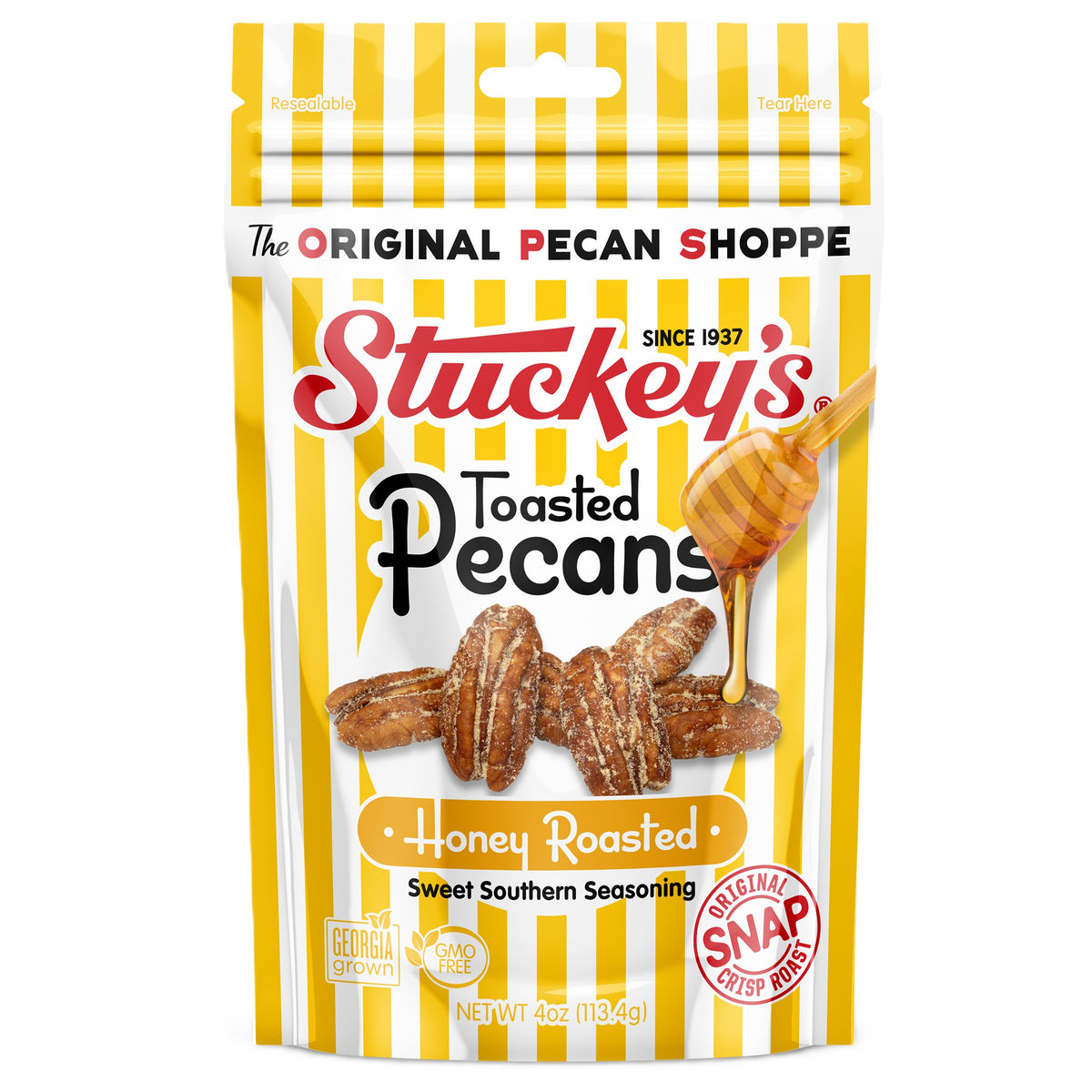 Stuckey's Toasted Pecans Honey Roasted 4oz Bag 6ct