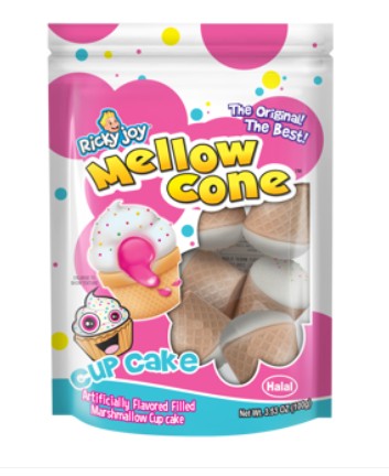 Joy Mellow Cone Strawberry Filled Marshmallow Cup Cake 3.53oz, 18ct