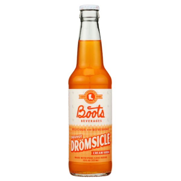 Boots Orange Dromsicle Soda, 12oz Glass Bottle 24ct