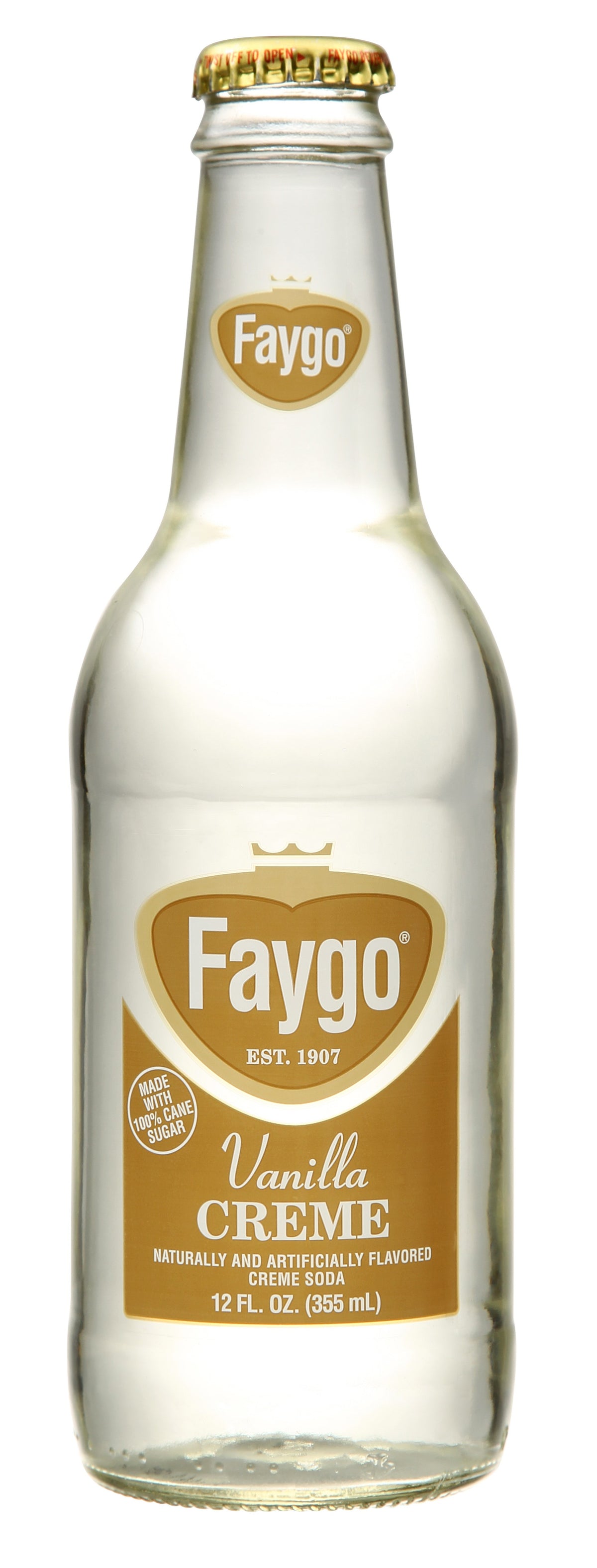 Faygo Vanilla Creme 12oz glass, 24ct