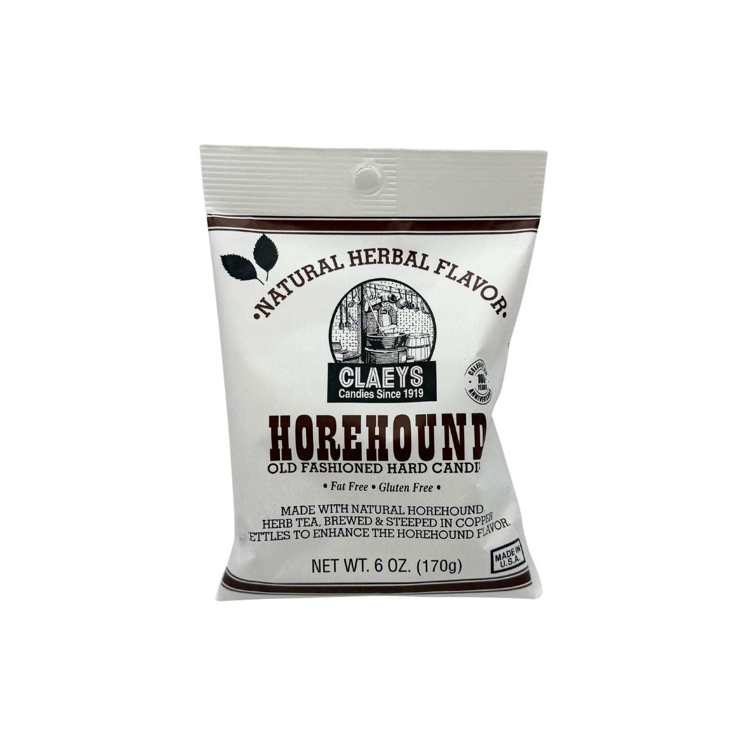 Claeys Old Fashioned Hard Candy Natural Horehound Herbal Drops 6oz Bag, 12ct Display