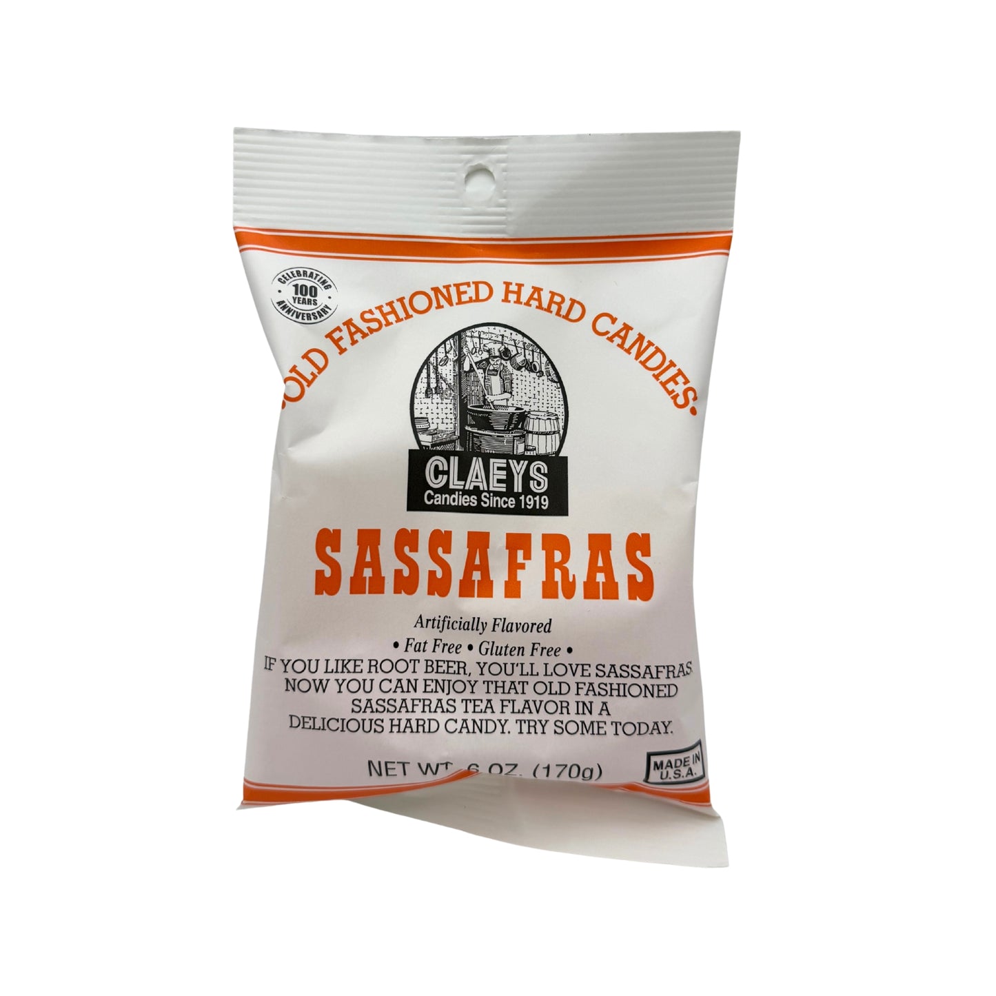 Claeys Old Fashioned Hard Candy Sassafras Drops 6oz Bag, 12ct Display