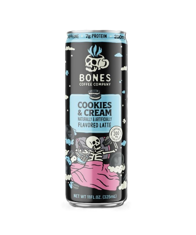 Bones Coffee RTD Cookies & Cream Latte 11oz can, 12ct case