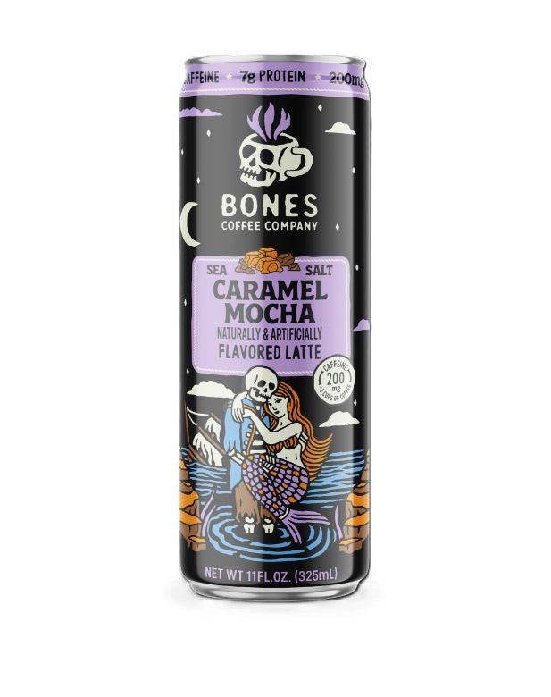 Bones Coffee RTD Sea Salt Caramel Mocha Latte 11oz can, 12ct case