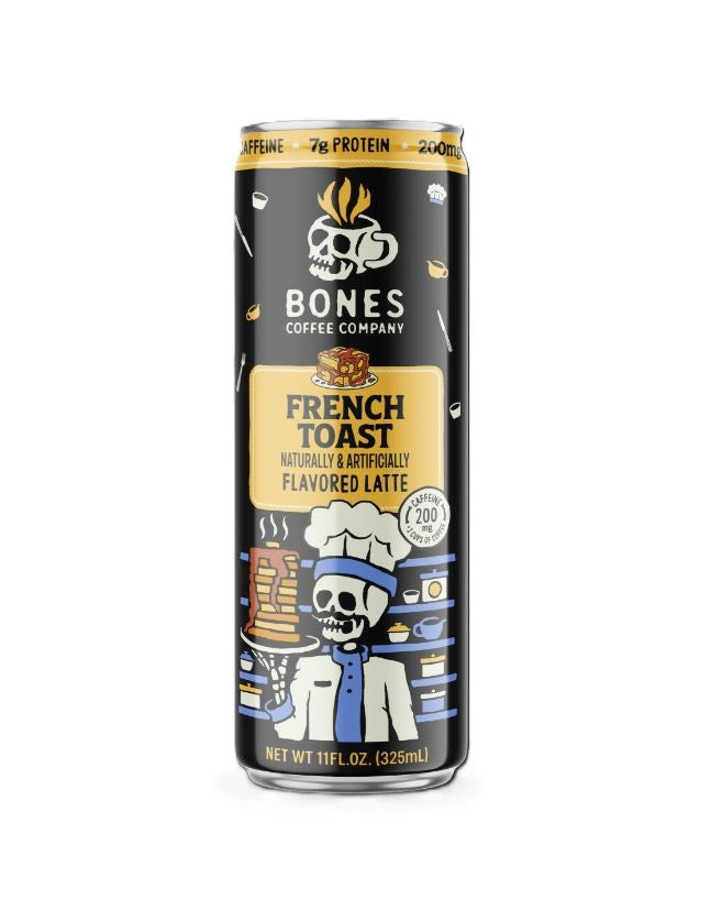 Bones Coffee RTD French Toast Latte 11oz can, 12ct case