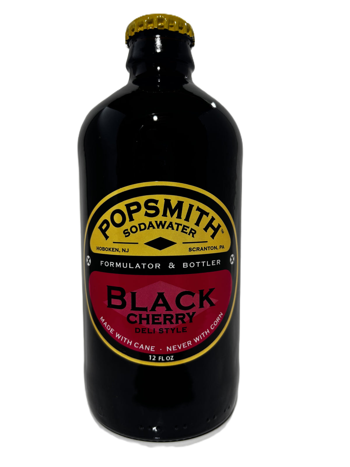 Popsmith Sodawater Black Cherry, 12oz stubby glass, 12ct