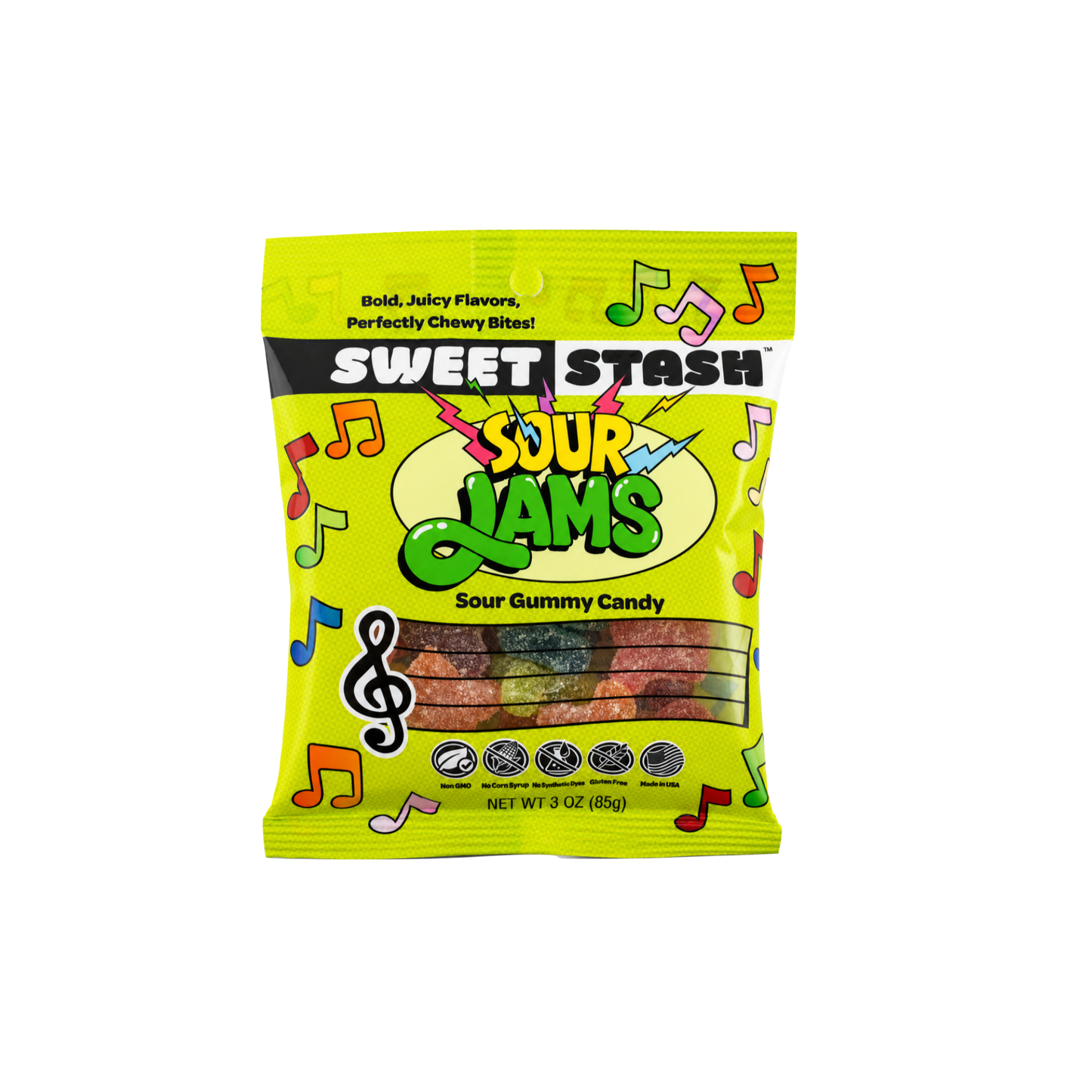 Sweet Stash Sour Jams, Sour Gummy Candy 3oz, 12ct