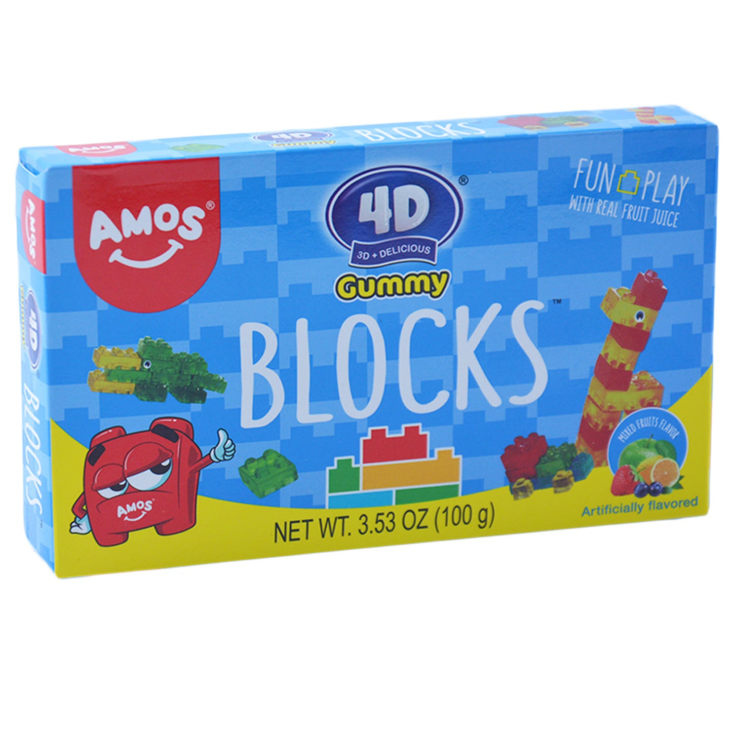 Amos 4D Gummy Blocks, 3.53oz Theater Box, 12ct