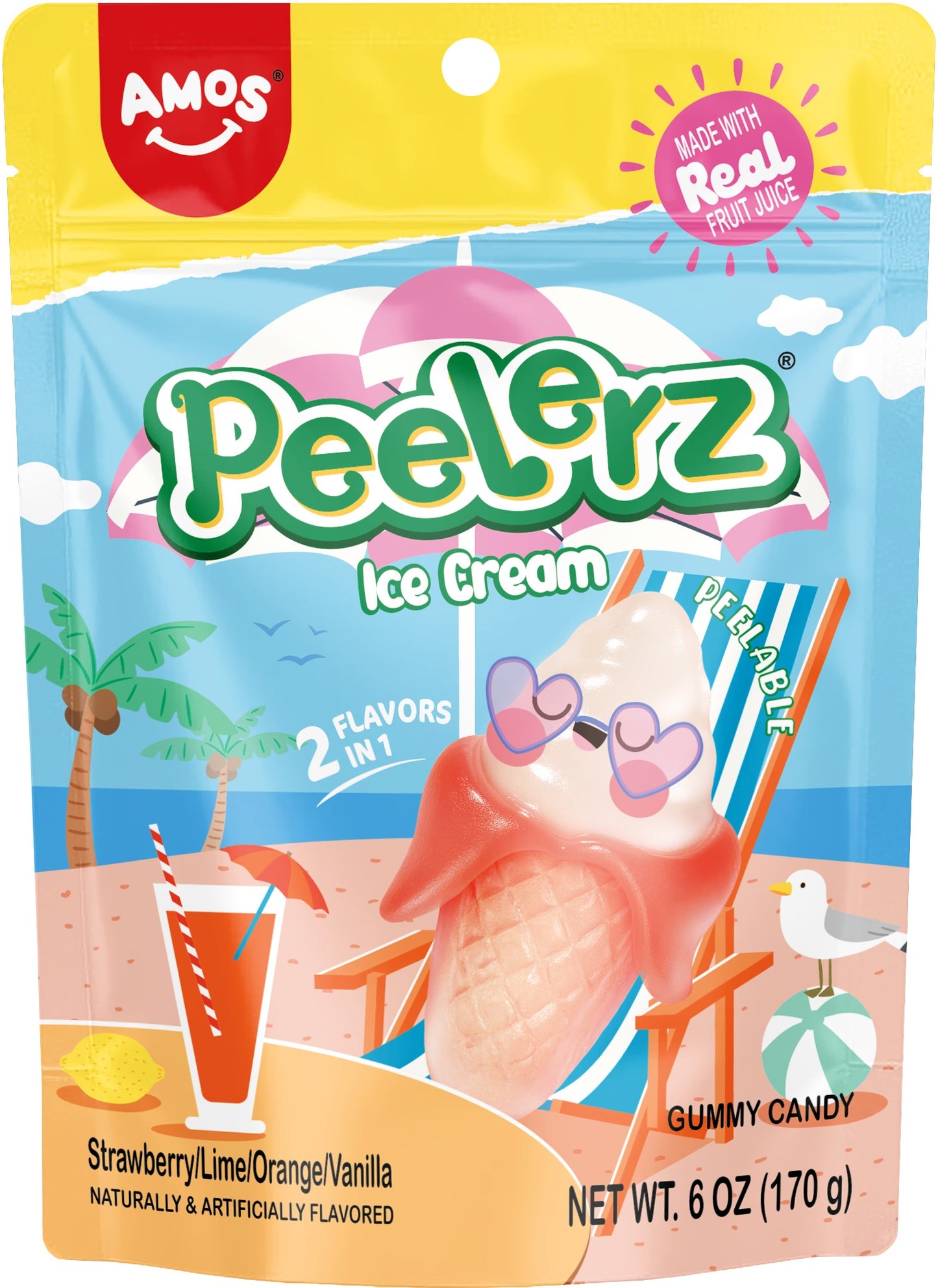 Amos Gummy Peelerz Ice Cream, 6oz, 12ct