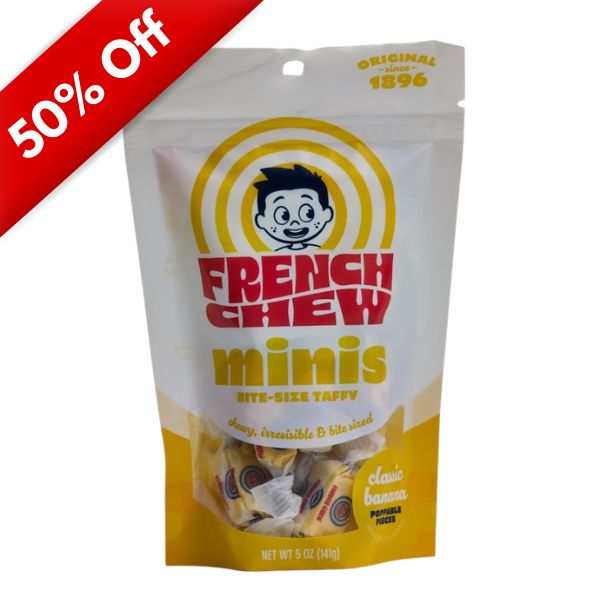 French Chew Minis Bite-Size Taffy Banana 5oz, 12ct, BBD 8/21/26