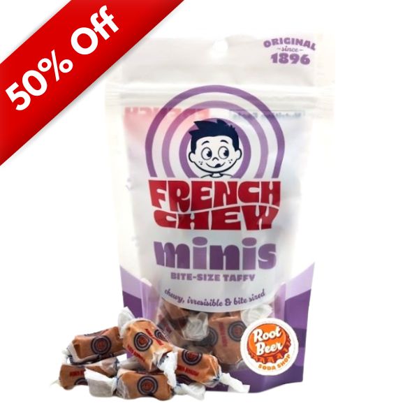 French Chew Minis Bite-Size Taffy Root Beer 5oz, 12ct, BBD 8/21/26