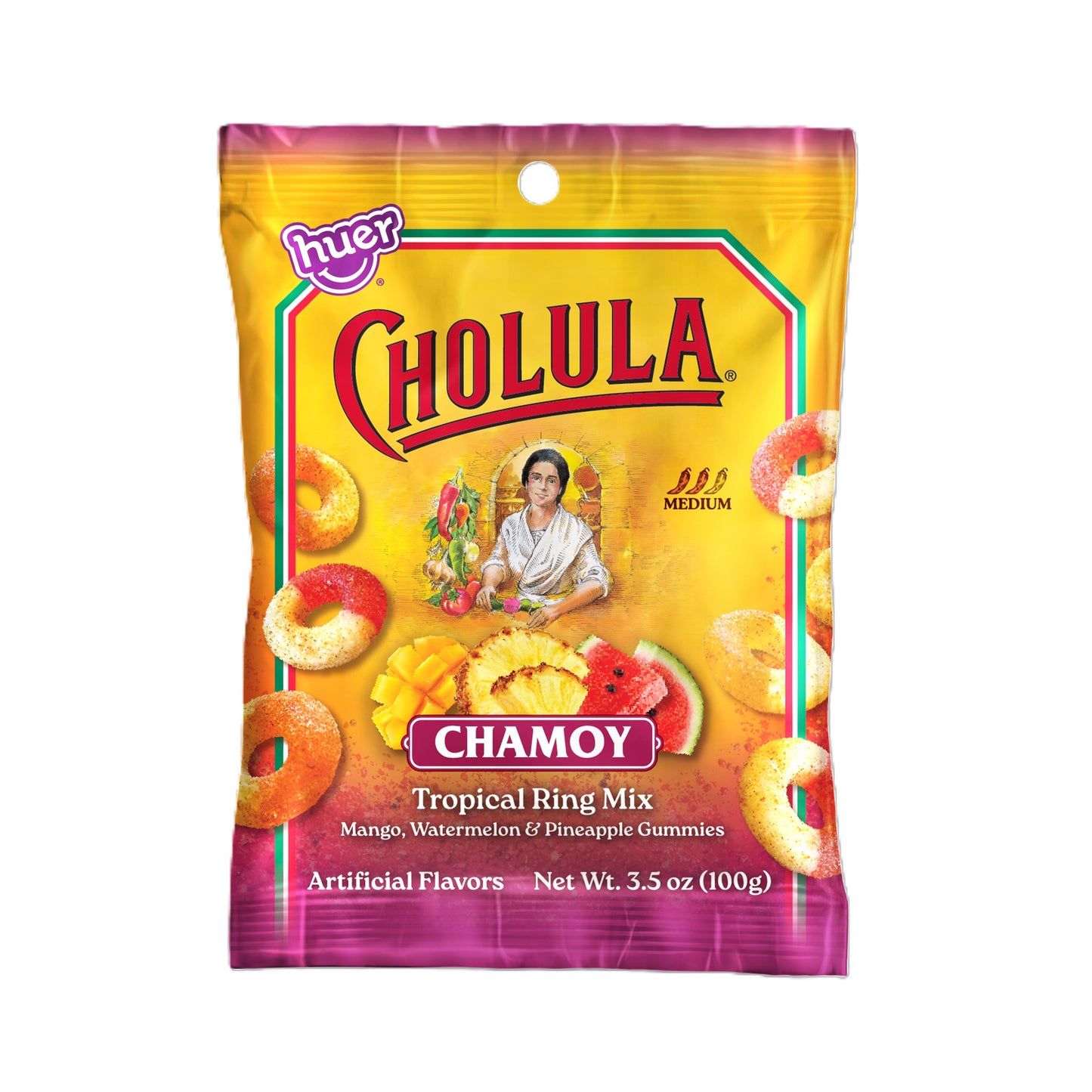 Cholula Chamoy Tropical Gummy Ring Mix, 3.5oz, 15ct