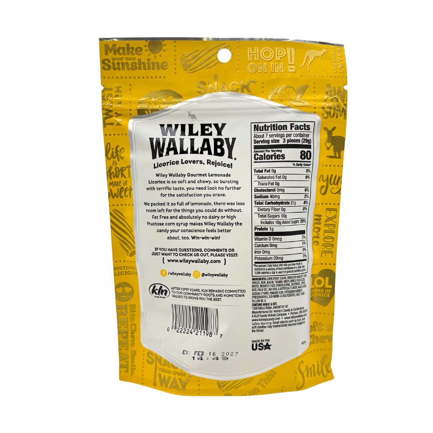 Wiley Wallaby Lemonade Licorice 7.05oz, 8ct