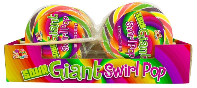 Albert's Giant Swirl Pop SOUR 4.25oz Sour Apple Lollipop, 12ct display