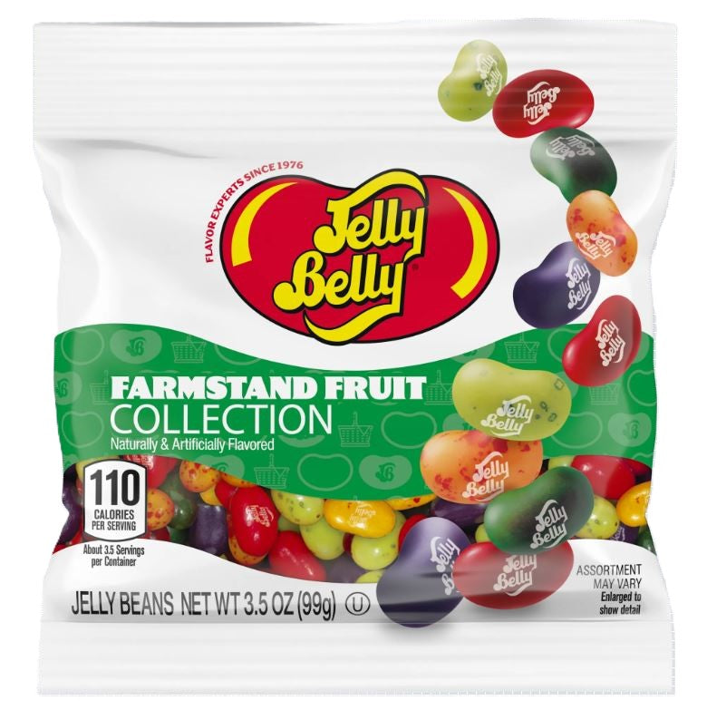 Jelly Belly Farmstand Fruit Collection Jelly Beans, 3.5oz Peg Bags, 12ct