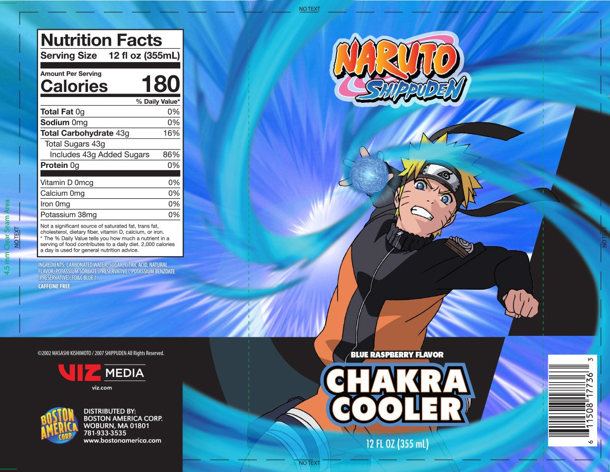 Naruto Shippuden Chakra Cooler Blue Raspberry Can, 12fl oz, 12ct