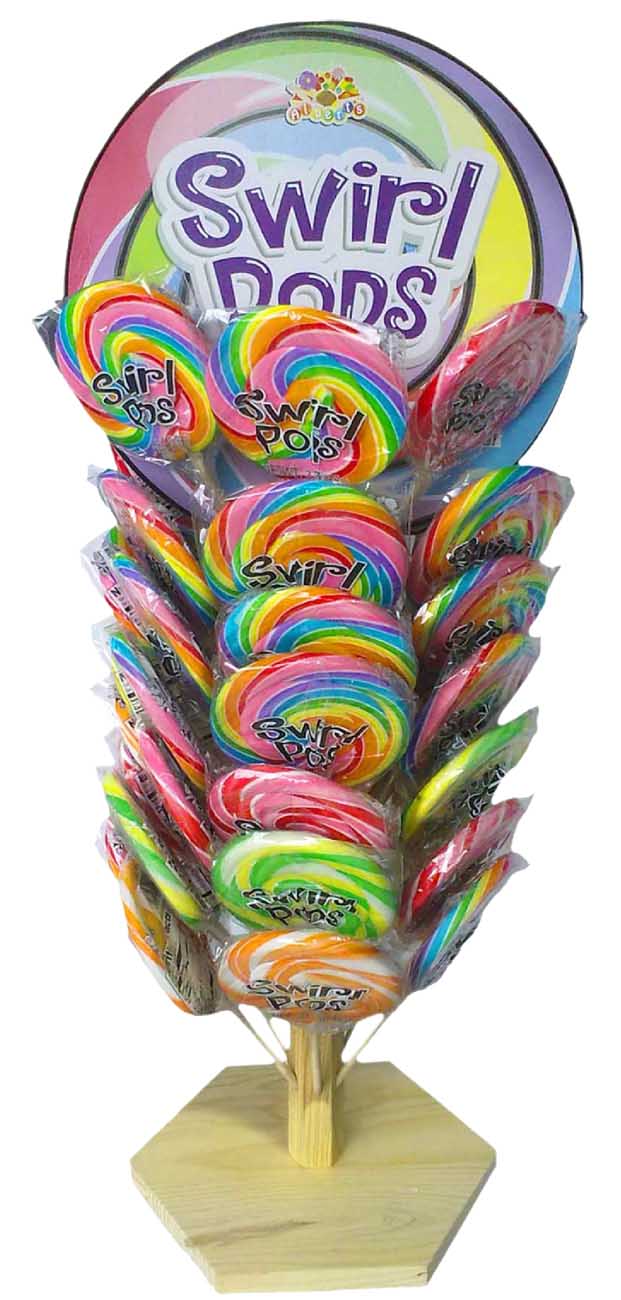 Albert's Swirl Pops w/Wooden Display Stand, 3oz 48ct