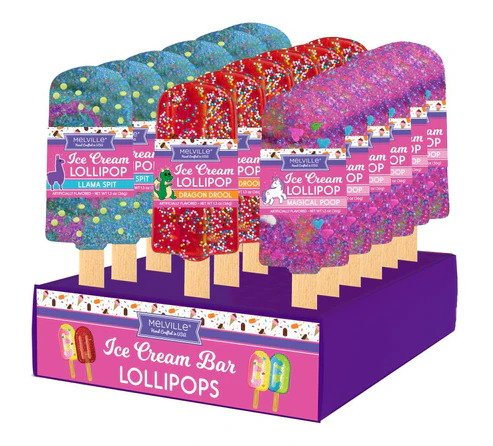 Melville Ice Cream Bar Hard Candy Lollipops Wild Flavors 24ct Display