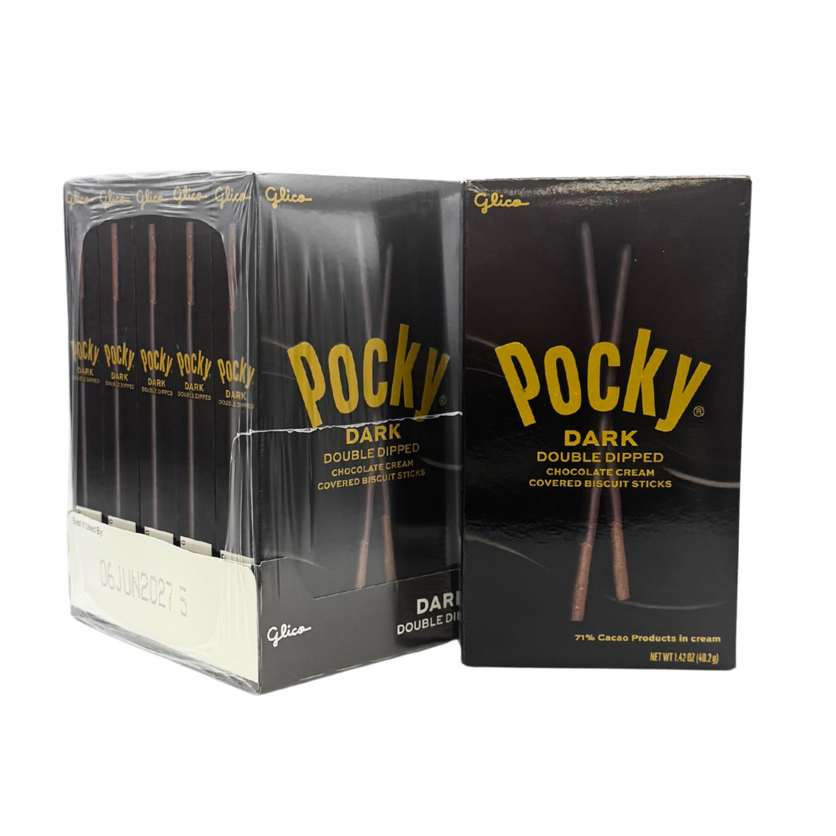 Pocky Dark Double Dipped Chocolate Cream Covered Biscuit Sticks 40g, 10ct