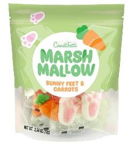 CandiFetti Bunny Feet & Carrot Marshmallow Pouch, 6ct