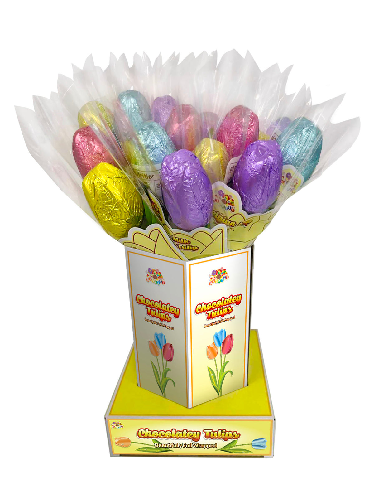 Foiled Chocolatey Tulip in Cello Sleeve, 20ct