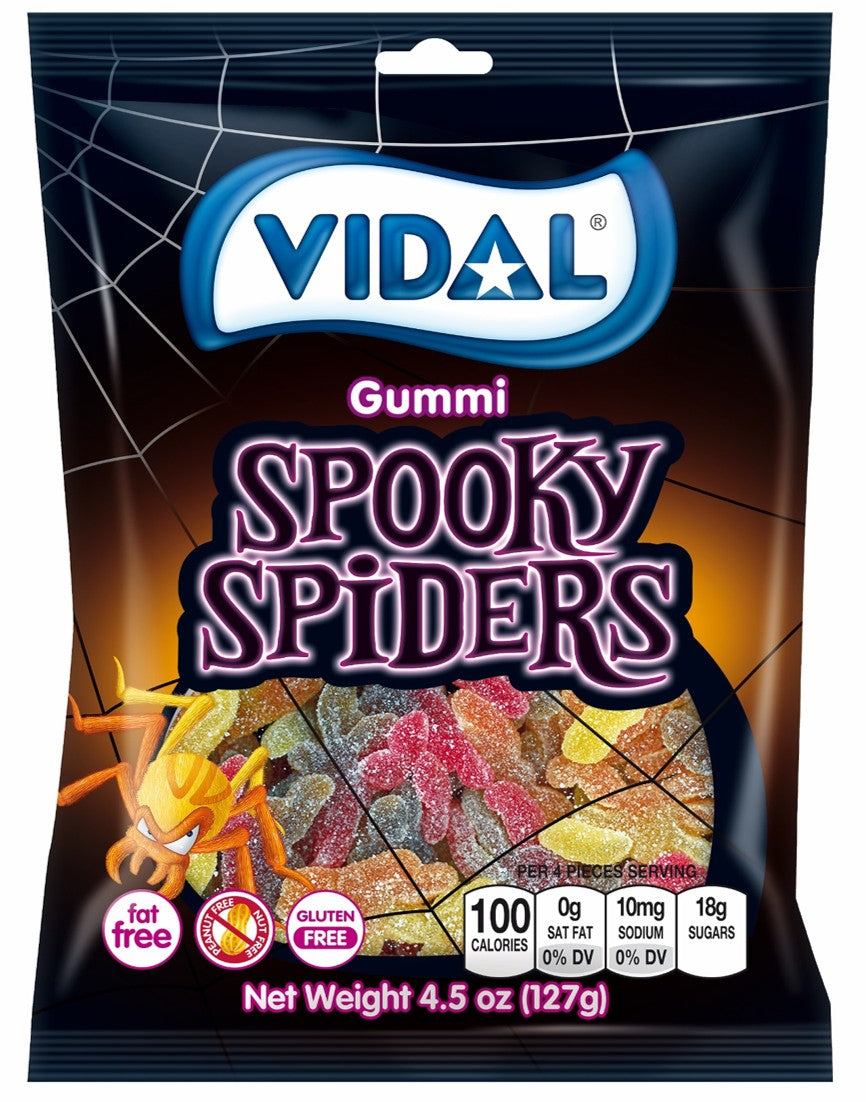 Vidal Gummi Spooky Spiders Peg Bag, 3.5oz, 14ct
