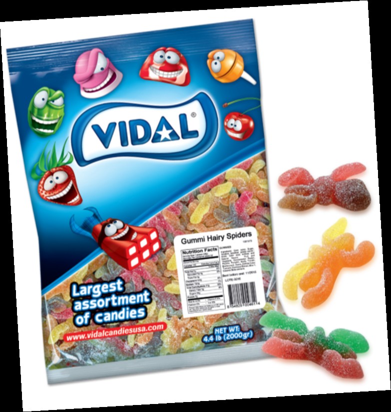 Vidal Gummi Hairy Spiders Bulk, 4.4lb bag