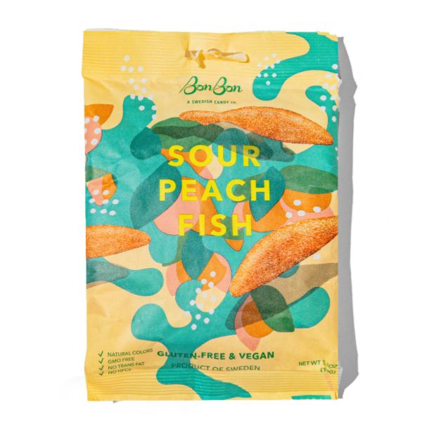 BonBon Swedish Sour Peach Fish 5.2oz Bag, 14ct