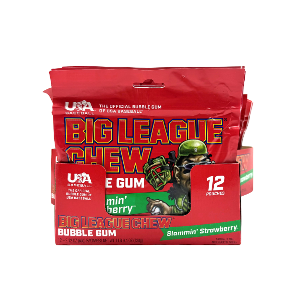 Big League Chew Slamming' Strawberry Bubble Gum, 12ct