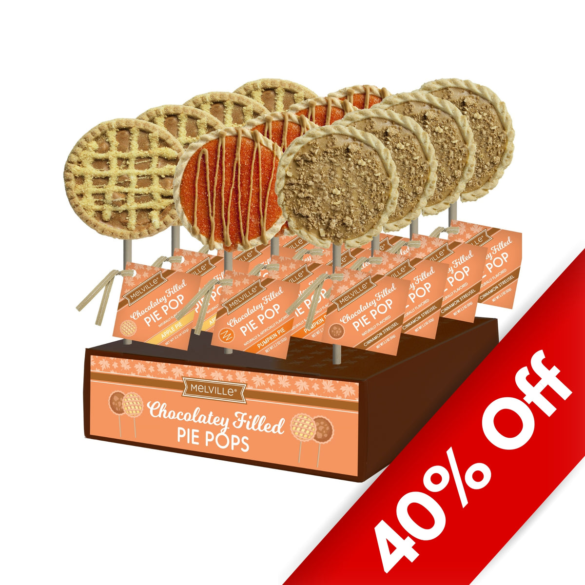 Assorted Chocolate Pie Fall Flavors Pops 12ct Display