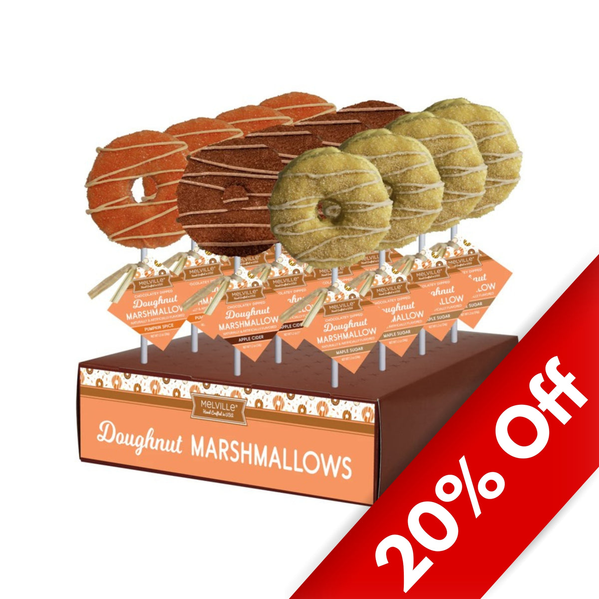 Marshmallow Harvest Donut Lollipop, 18ct Display