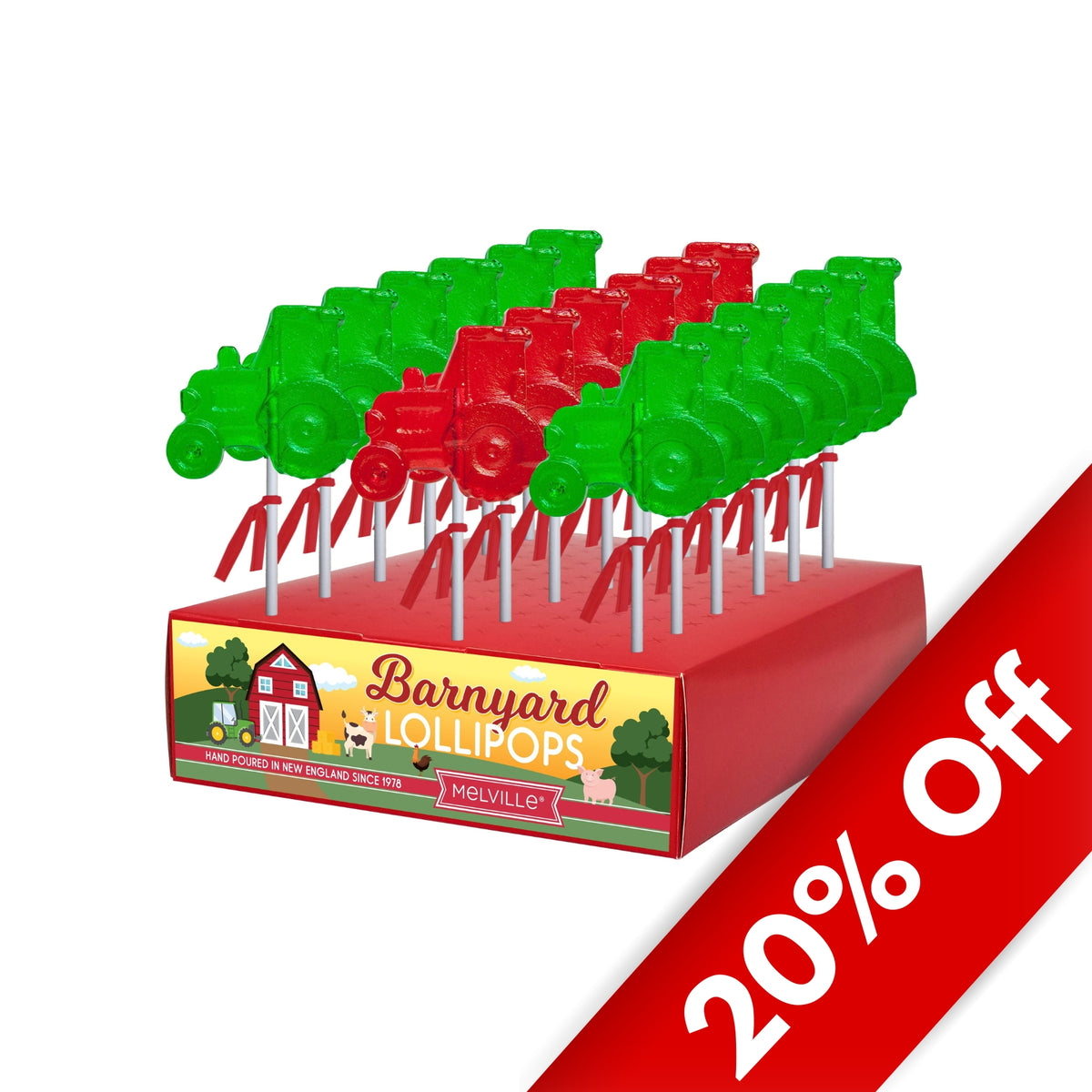 Tractor Shaped Hard Candy Lollipop 24ct Display