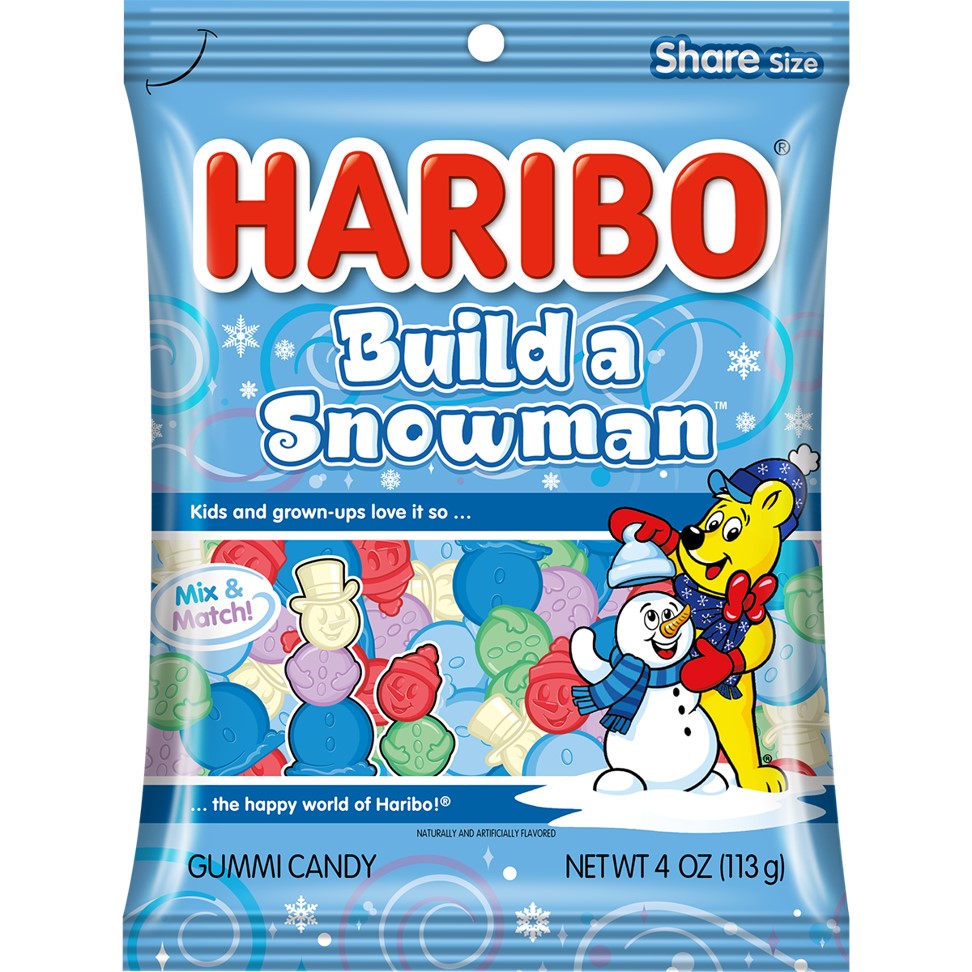 Haribo Christmas Build A Snowman Peg, 4oz, 12ct