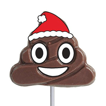 Holiday Poop Hard Candy Lollipop w/ Santa Hat, 24ct