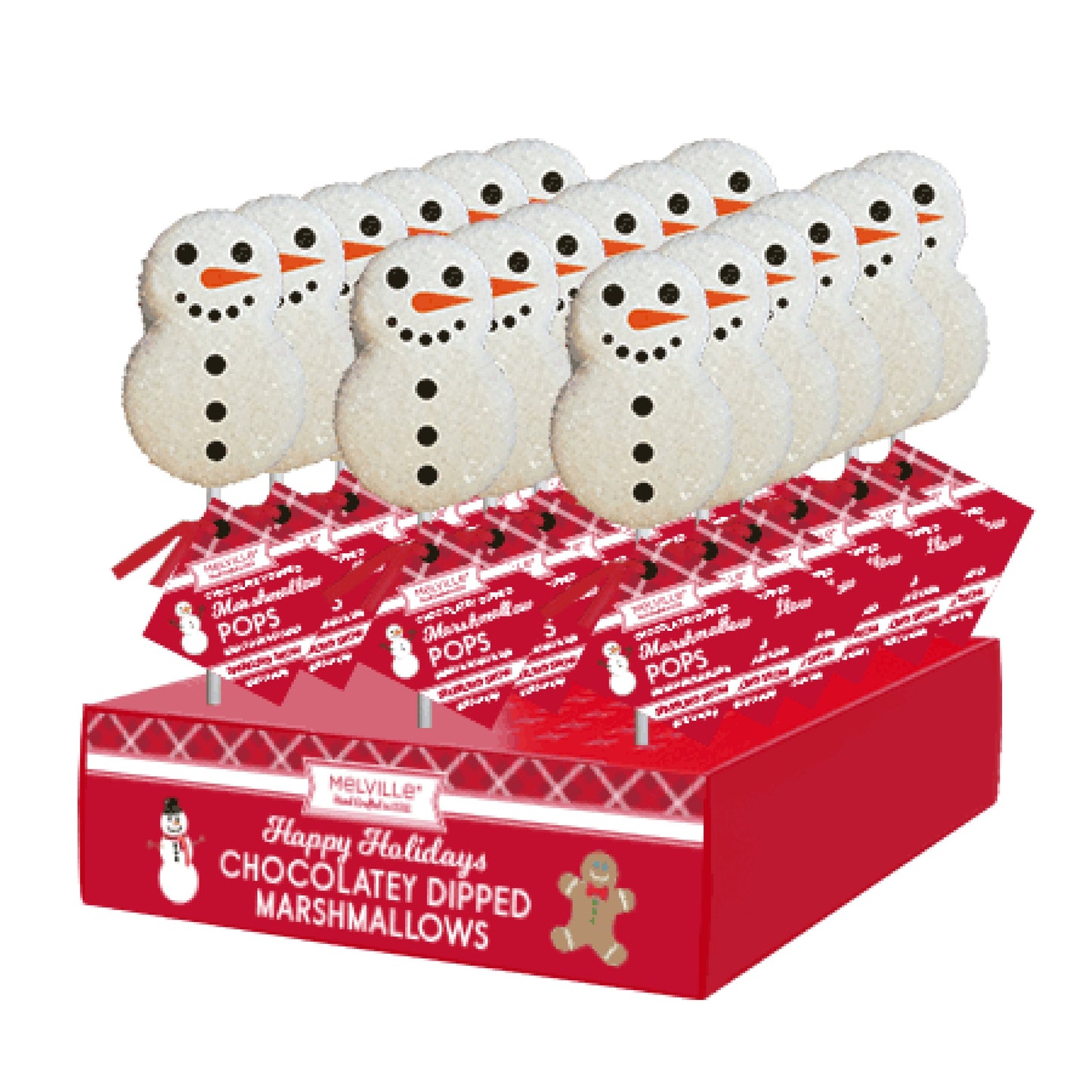 Snowman Marshmallow Lollipop w/ Chocolate Dip, 18ct
