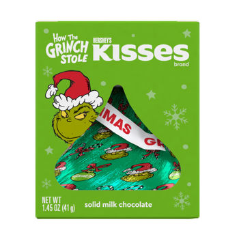 Hershey Solid Milk Chocolate Kiss w/ Grinch Foil, 1.45oz, 6ct