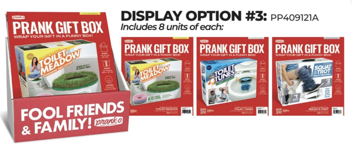 Prank Gift Box Display 3 units, 8 each Toilet Joke
