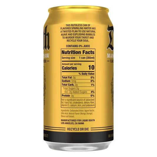 Liquid Death Mango Chainsaw Sparkling Water 12oz, 6ct