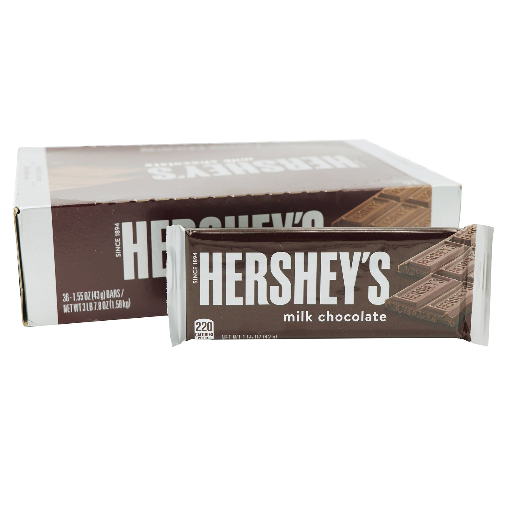 Hershey's Milk Chocolate Bar, 1.55oz, 36ct Case