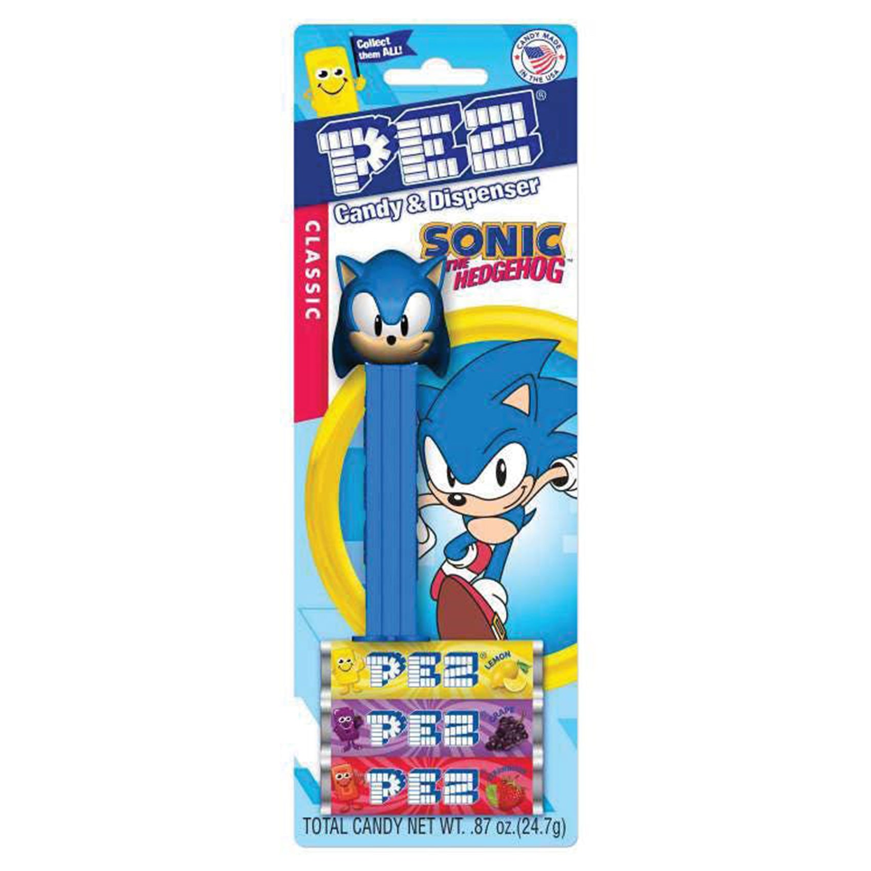 Pez Blister Card - Sonic the Hedgehog Candy & Dispenser