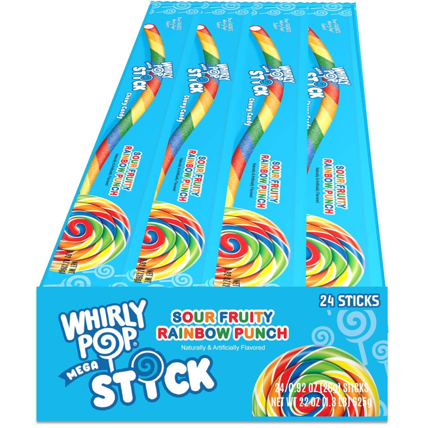 Whirly Pop Mega Stick Sour Fruity Chewy Candy .92oz, 24ct