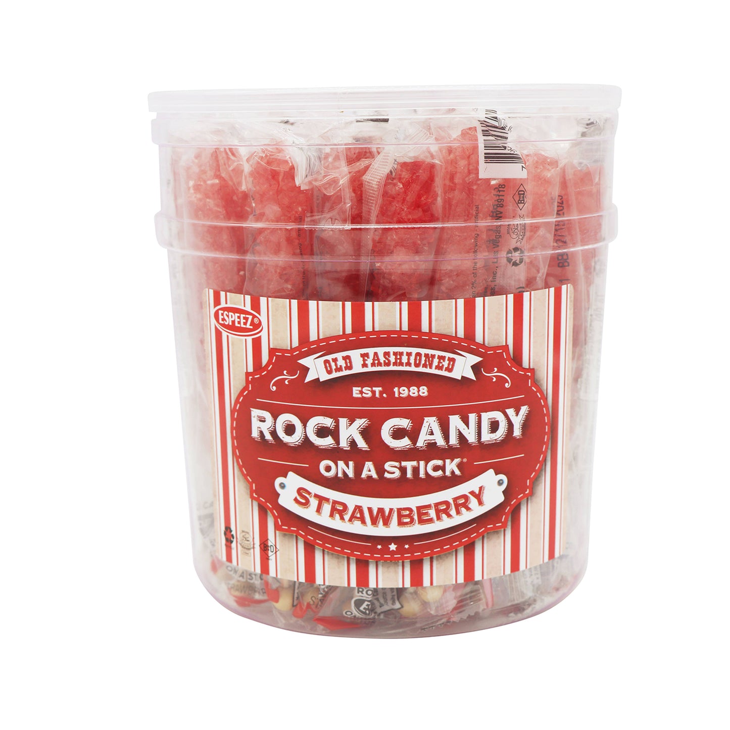 Rock Candy Sticks Strawberry, 0.8oz, 36ct Tub